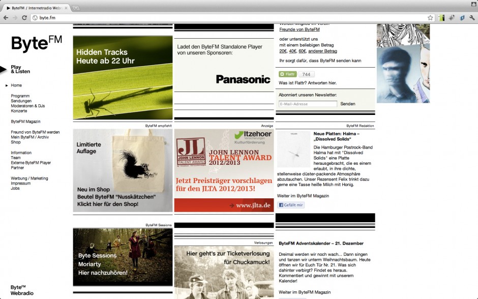 Screenshot Webseite Byte.FM